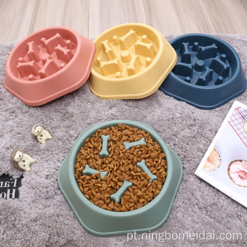 Plástico Pet Food Bowl Dog A alimentador lento